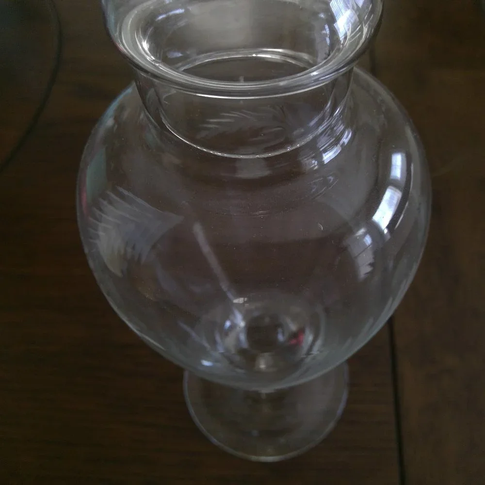 Glass Apothecary Jar, Etched Leaves + Berries
